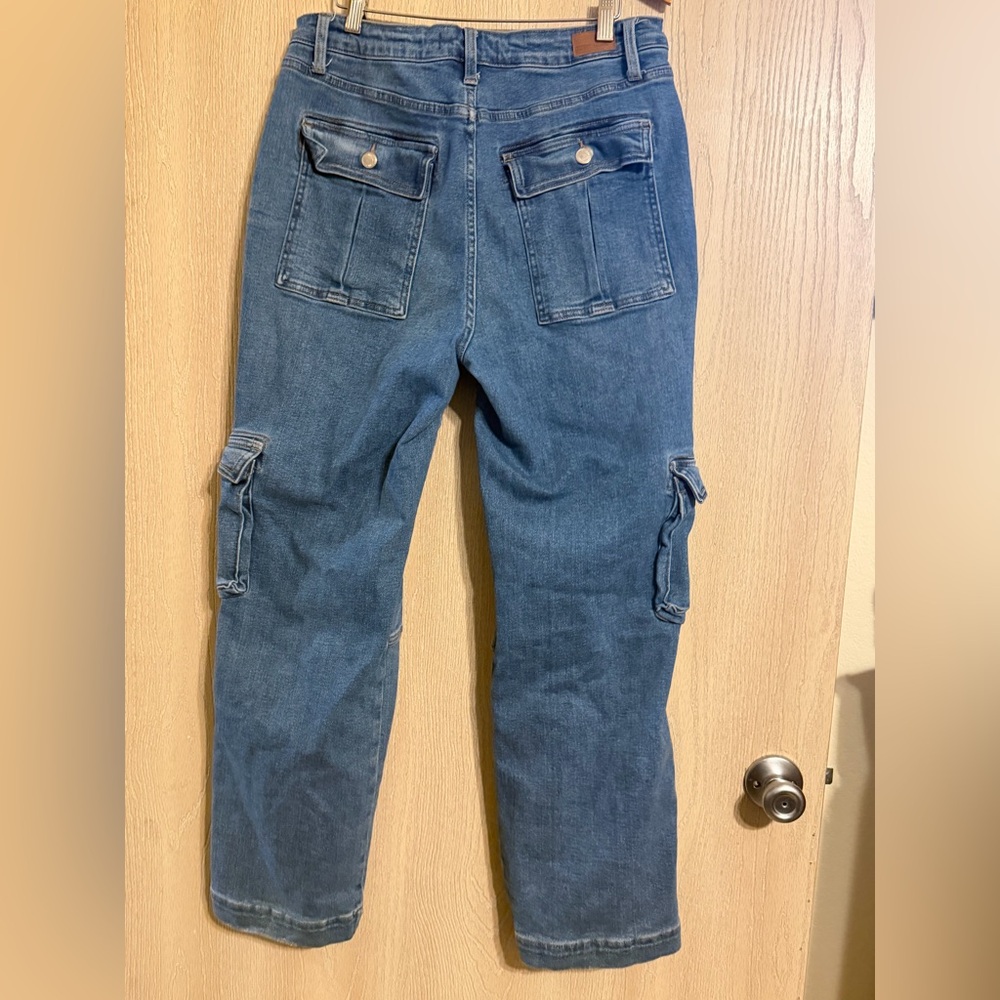 Judy Blue Wide Leg Blue Cargo Jeans - Picture 10 of 13